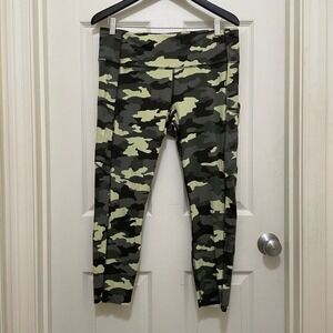 Lululemon Fast Free High Rise Camo Leggings Cropped Tight Exercise‎ Yoga Sz 14